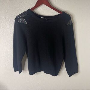 Vintage SML Sport Silk Angora Sweater Size Large Embellished Beaded 80s